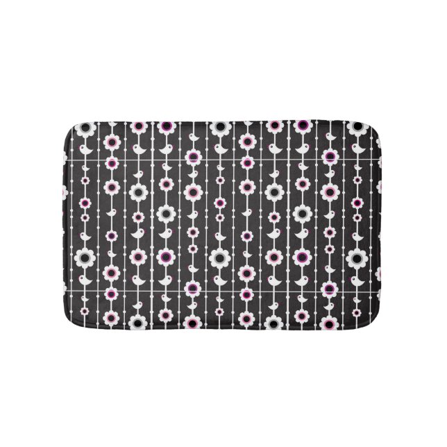 fågel- och blommamönster badrumsmatta (Framsidan)