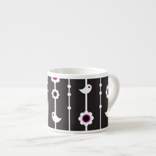 fågel- och blommamönster espressomugg