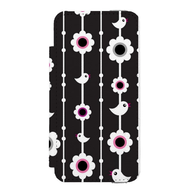 fågel- och blommamönster incipio iPhone wallet skal (Folio Framsidan)
