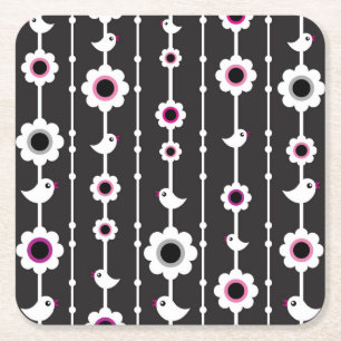 fågel- och blommamönster underlägg papper kvadrat