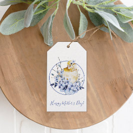 Fågel och Blommigt Lycklig Mors dag Presentetikett