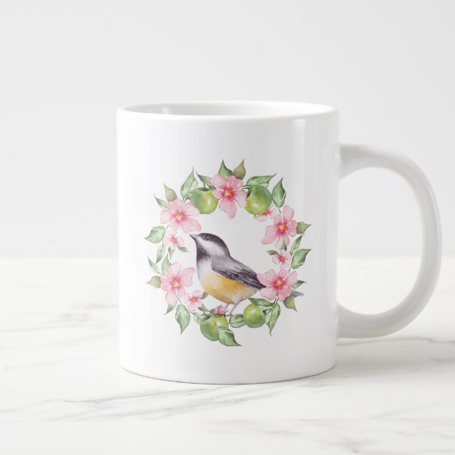 Fågel och blommor 2 jumbo mugg (Höger)