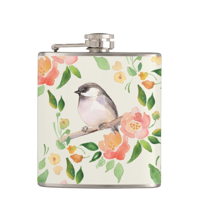 Fågel och blommor fickplunta (Framsidan)