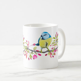  Fågel och blommor, vackra, ömtåliga Mugg