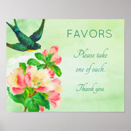 Fågel- och blomsterskylt poster