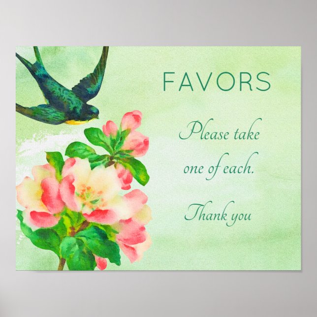 Fågel- och blomsterskylt poster (Framsidan)