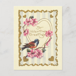 Fågel och Bloom St Valentines Hälsning Helg Vykort