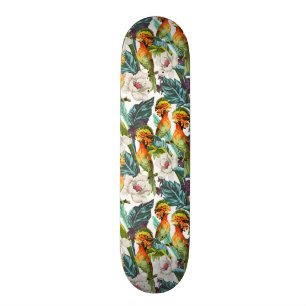 Fågel och exotiskt blommamönster mini skateboard bräda 18,5 cm