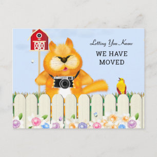 Fågel och katt i trädgården Ändring av Adress Vykort