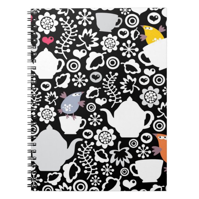 Fågel- och koppmönster anteckningsbok (Framsidan)