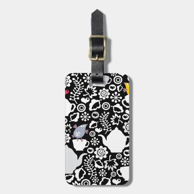 Fågel- och koppmönster bagagebricka (Vertikal Framsida)