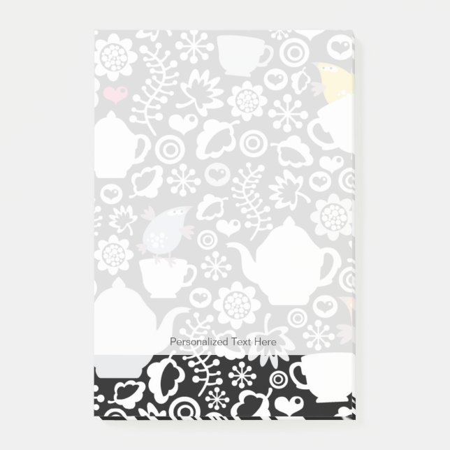 Fågel- och koppmönster post-it block (Framsida)