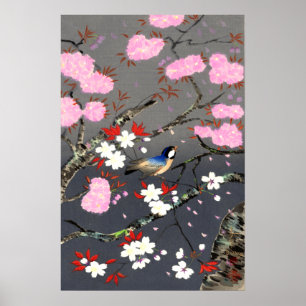 Fågel och körsbärsblommor Bakufu Ohno 1949 Poster