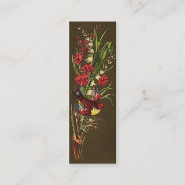 Fågel- och liljekonvaljVictorian Mini Visitkort (Framsida)