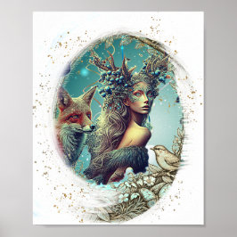Fågel- och naturfantasivirvel fotram poster