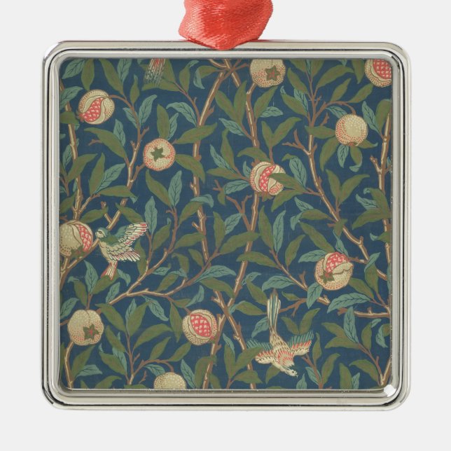 "Fågel- och Pomegranate" tapetdesign, utskrivavet Julgransprydnad Metall (Framsidan)