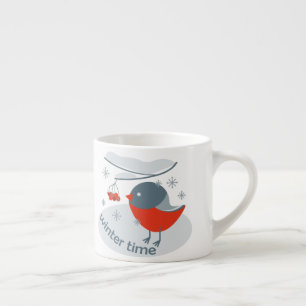 Fågel och röda rågbär espressomugg