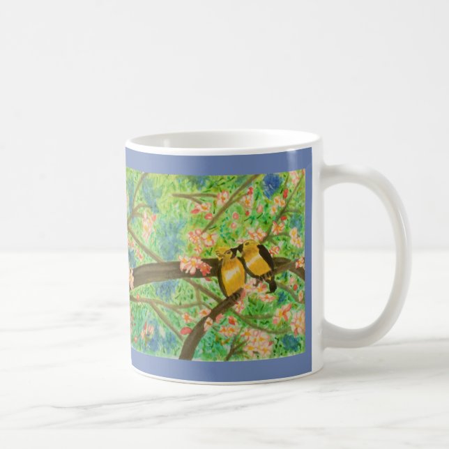 Fågel- och vårblommarvattenfärg kaffemugg (Höger)