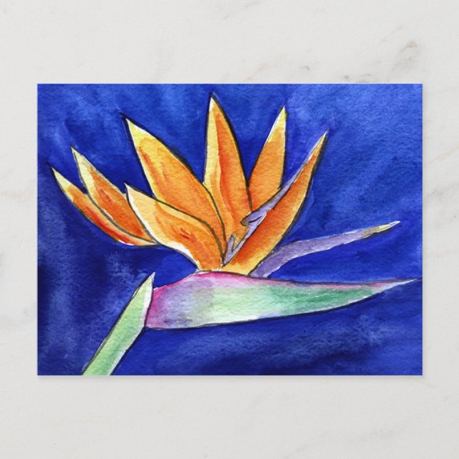 Fågel-of-paradise Flower Painting Art-vykort Vykort (Framsida)
