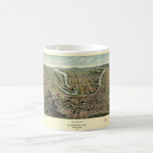 Fågel öga beskådar av Cumberland Maryland (1906 Kaffemugg