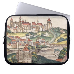 Fågel öga beskådar av Prague från Nuremberg Ch Laptop Fodral