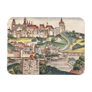 Fågel öga beskådar av Prague från Nuremberg Ch Magnet