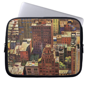 Fågel-Ögat beskådar av New York City av John Laptop Sleeve