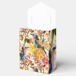 Fågel, orange vår blommor, tropiska illustrationer presentaskar