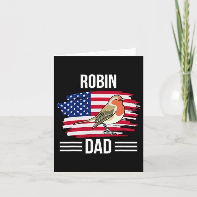 Fågel Oss Flagga 4:e Juli Fars Dag Robin Pappa  Kort (Framsida)