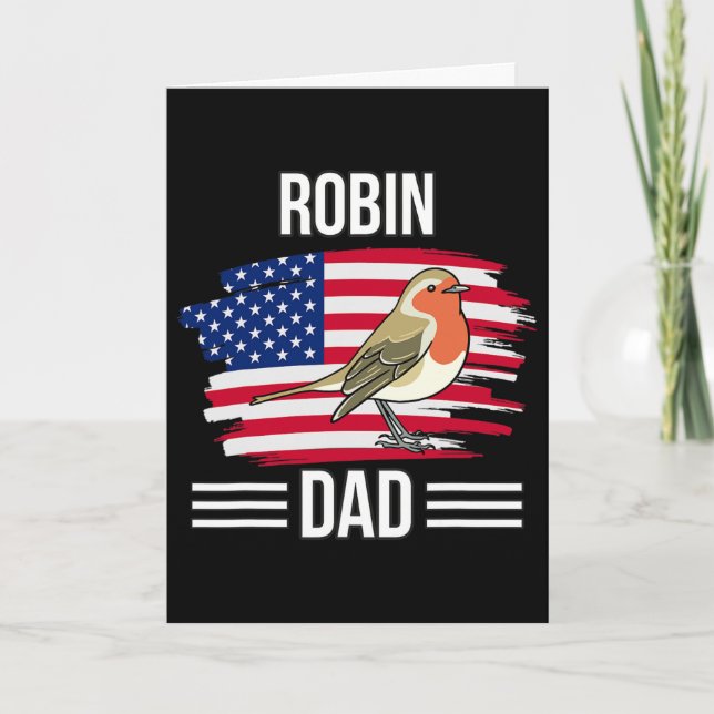 Fågel Oss Flagga 4:e Juli Fars Dag Robin Pappa  Kort (Framsida)