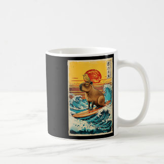 Fågel På Capyra Surfing Greatwave Anime Kawaii Jap Kaffemugg