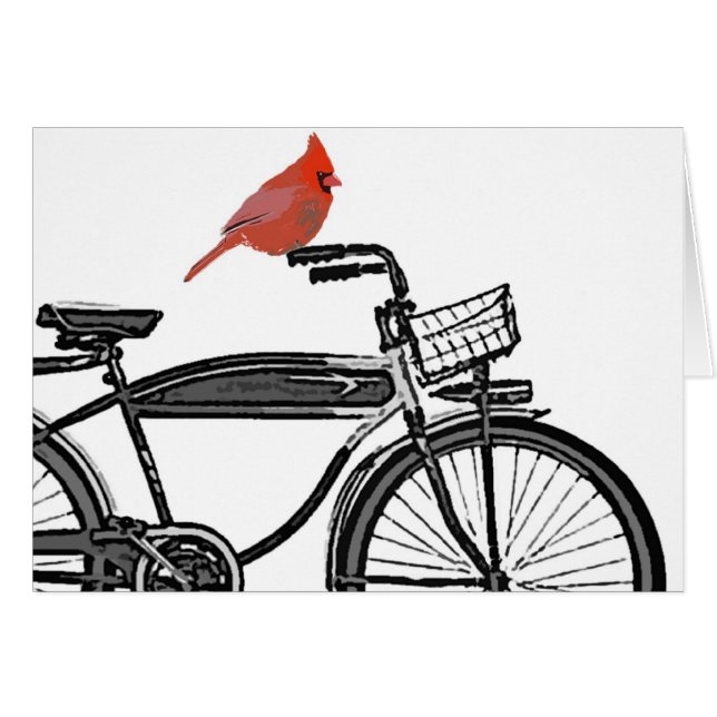 Fågel på en cykel hälsningskort (Framsidan Horizontal)