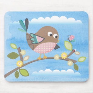 Fågel på en gren Mousepad Musmatta