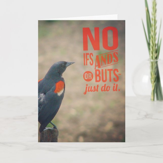 Fågel på Fencepost Encouragement Kort (Framsida)