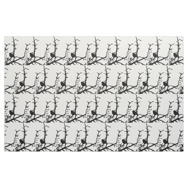 Fågel på Gren Fabric Tyg (Fat Quarter)