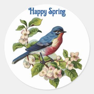 Fågel på Gren Stickers Runt Klistermärke