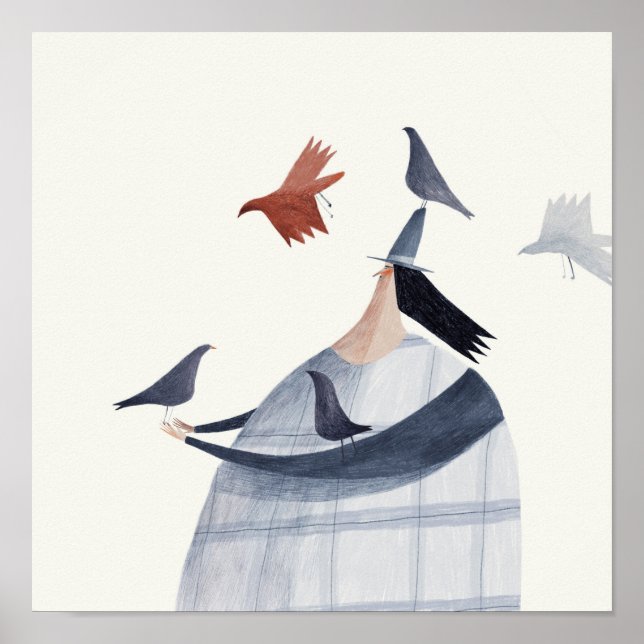 Fågel på huvudet poster (Framsidan)