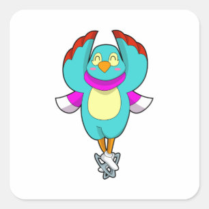 Fågel på isfärrocka med isskiffer.PNG Fyrkantigt Klistermärke