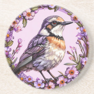 🐦 Fågel på lila blomsterbakgrund 🐦 Underlägg