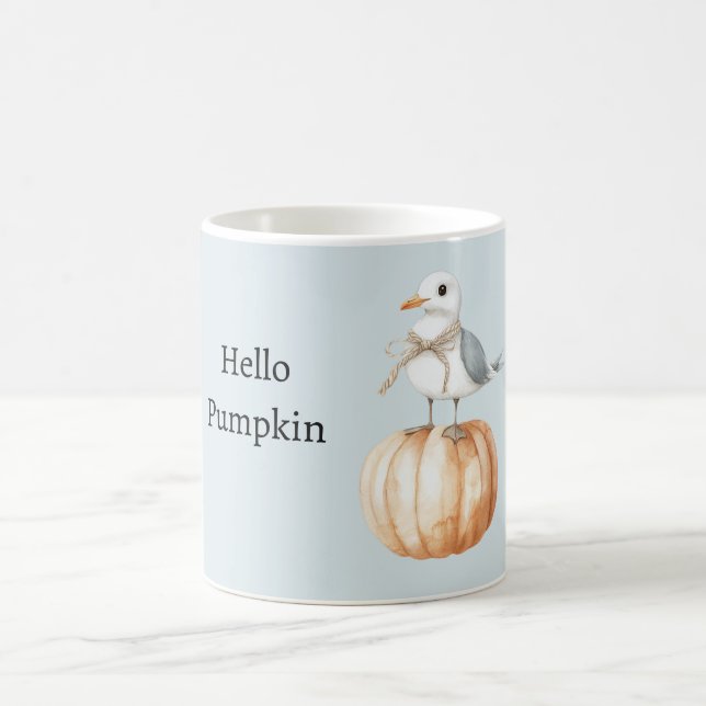 Fågel på pumpa kaffemugg (Center)