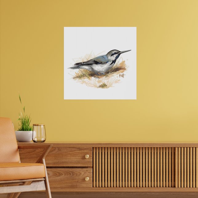 fågel på stranden poster (Vardagsrum 2)