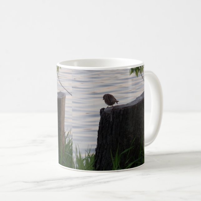 Fågel på stubbe-mugg kaffemugg (Framsida höger)
