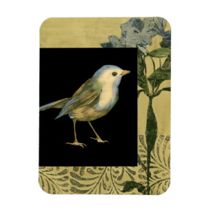 Fågel på svart och Vintage bakgrund Magnet