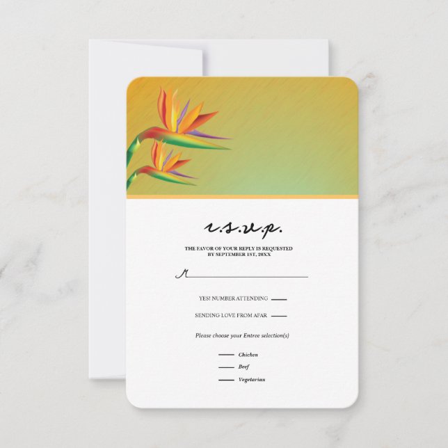 Fågel Paradis Tropisk Blommig RSVP-kort OSA Kort (Framsida)