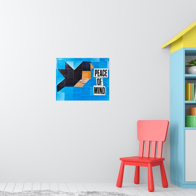 Fågel Quilt Mönster Blå Himmel Sinnesro Lugnande Poster (Barnkammare 1)
