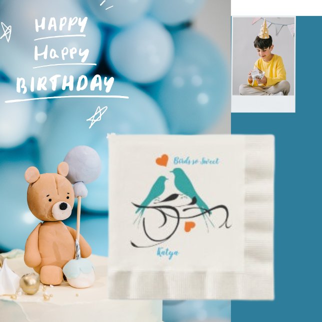 Fågel så sötad, vattenfärgad Orange Hjärter Papper Pappersservett (Skapare uppladdad)