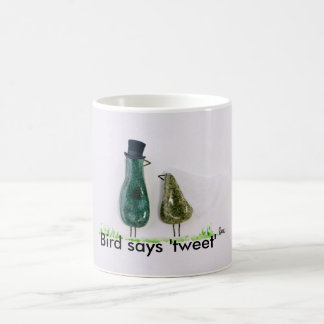 Fågel säger kvittrar rolig Brud och brudgum på brö Kaffemugg