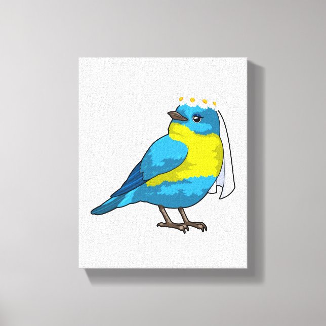 Fågel som brud med blomsterkrans canvastryck (Framsida)