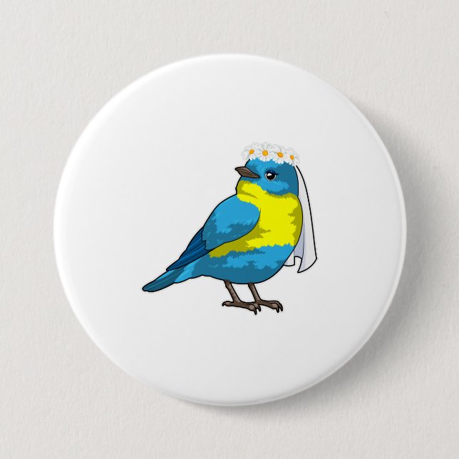 Fågel som brud med blomsterkrans knapp (Framsida)