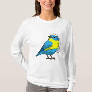 Fågel som brud med blomsterkrans t shirt